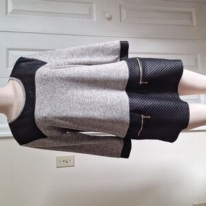 Women's Gray and Black Quilted Tunic Top Size Large